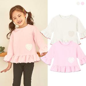 리틀버니 유아동 레이스 하트 포켓 프릴 티셔츠 TOP2350