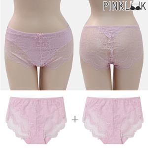 [핑크룩] 95~105 엘루 레이스 스판 노라인 여성팬티2종/핑크