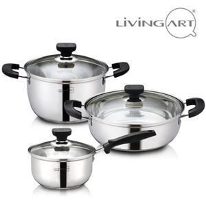리빙아트 제로 스텐냄비 편수16cm+양수20cm+전골24cm