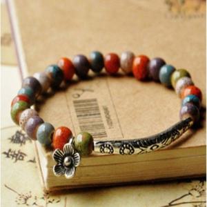 꼬임 꽃 포인트 도자기 구슬 팔찌