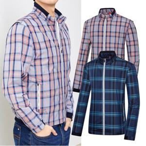 비티알 BTR 남성 골프웨어 체크 패턴 바람막이 자켓