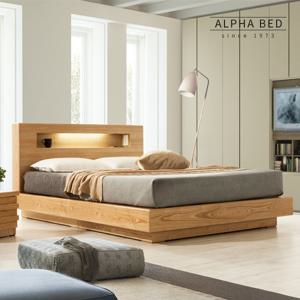 알파침대 앨리 애쉬 LED 무늬목 평상형침대 Q+천연라텍스매트