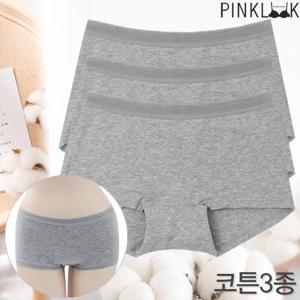 [핑크룩] 90~105 순면 위생팬티 드로즈사각여성팬티3P/그레이