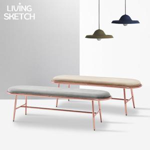 [리빙스케치] 에덴 퍼미 3인 1500 벤치 체어[착불]벨벳 로즈골드 인테리어의자