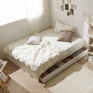 플랫 3단 수납침대 프레임 무헤드형 SS+7존 독립매트리스