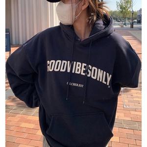 [드레스허그]GOODBIVE 레터링 후드 탑 3COLOR