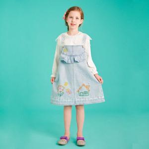 [미니도우]미니도우 가든 러플 청 멜빵 여아 원피스