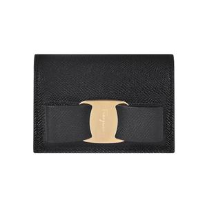 [페라가모] 바라 리본 카드 반지갑/블랙/22D515 725300