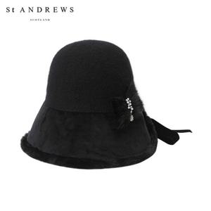 [세인트앤드류스] 여성 리본 큐빅 장식 니트 보넷