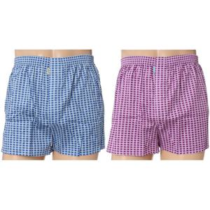 [비비안(언더웨어)]TP9821SET 코튼100 네모체크 남성트렁크 2종세트