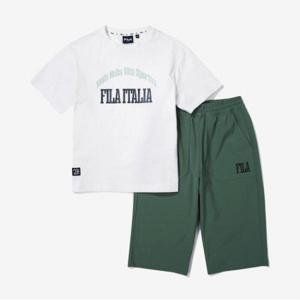 [휠라키즈] 오버핏 7부 팬츠 상하세트 (FK2FSG2601M_DKH)