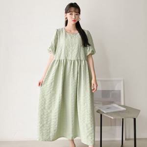 샵앤) 베베 국산 여성 5부 반팔 롱 원피스 AMI-WDR-3263-민트