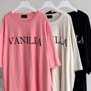 반팔티 나염 307P754S 레터링 여성큰옷 롱 빅사이즈