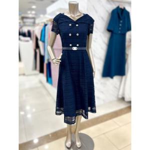 미니멈 세이브존01 미니멈 보트넥 시스루 체크 패턴 플레어 원피스 MYBGWO4220