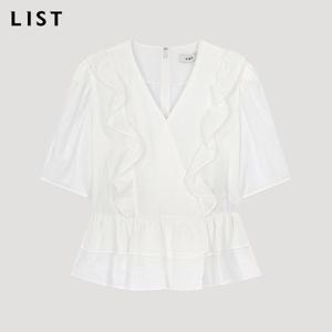 [리스트] 프릴 브이넥 블라우스_TWWBLO60090_OW