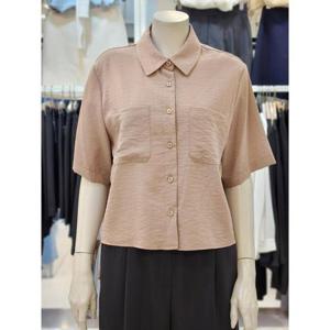 SOUP 세이브존07 양포켓 허리 셔링 반팔 셔츠 OA4SST2