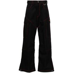 오프화이트 카고 팬츠 OMCF042F24FAB001 1025 BLACK RED