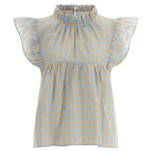 샵앤) 222 체크 여성 날개 민소매 블라우스 MSE-WBL-12111-소라