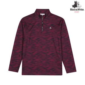 [블랙앤화이트] 남성 패턴 반집업 하이넥 티셔츠 9534GXSS_WINE