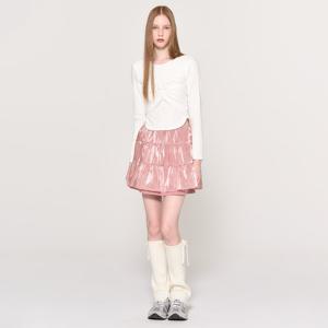 WOMAN 글로시 레이어드 셔링 스커트 [PINK] / WBD3L13508
