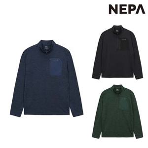 [네파]7K55404 남성 가을 간절기 등산 캠핑 까르비코 멜란지 긴팔 집업 티셔츠