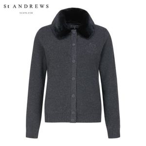 [세인트앤드류스] 여성 페이크퍼 카라 구스다운 가디건