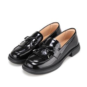 [바바라(슈즈)]양가죽 페이던트 리본 태슬 쿠션 청키로퍼 BBH554BK