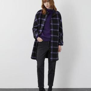 올리비아로렌 H 밴드넥 체크코트 VOCEA3W9341