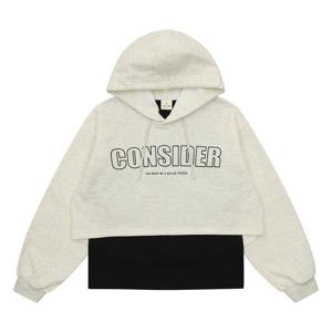 [틴톡]여자 겨울이월 언발 크롭 후드 레이어드티(23RT453)