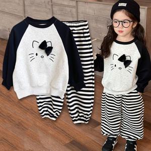 [조이멀티]검은고양이 나그랑 조거ST팬츠 아동 상하세트 205506