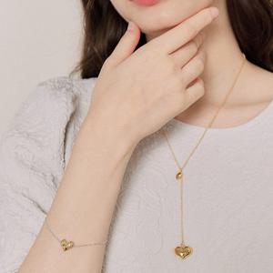 제이로렌 통통 하트 물방울 실버 롱 목걸이 N01163