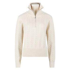 [리빌모아]여자 꽈배기 반목 반집업 모달 니트 SGW-KN-Q053-크림