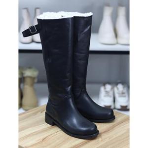 바이로쏘 세이브존06 벨티드 장식 털안감 청키굽 3.5cm 롱부츠 (BY)24F12293DA1