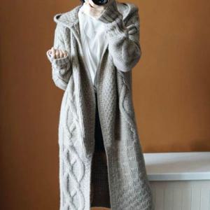 후드 꽈배기 롱 가디건 LD-1055