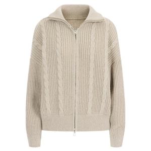 샵앤) 여성 하이넥 꽈배기 레이어드 니트 집업 가디건 BOM-WCD-20248-베이지