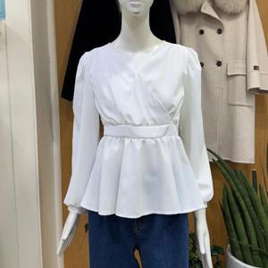 클리지 DP01 허리 잘록 리본 블라우스 CP2WBL23