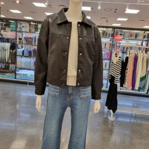 라티움 HC34 봄,가을 우레탄소재페이크가죽기본카라숏점퍼 T2517jk02