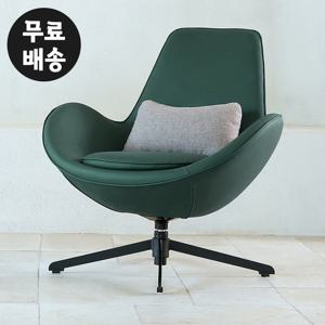 에즈 가죽 살롱 회전의자 1인용 거실 암체어(그린)