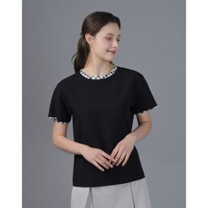 닥스 골프 여성 25SS완판재입고 여성 블랙 체크포인트 라운드넥 반팔 DNTS5B904BK