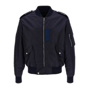 지방시 백 로고 자수 나일론 마린 봄버 재킷 BM01AZ14JD 410