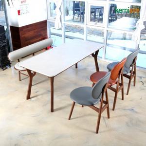 케미에르 비보르 양면세라믹 고무나무원목 6인식탁SET (벤치형)