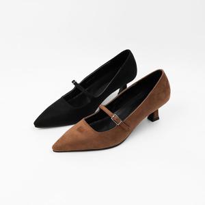 [신난다슈] 여성 구두 펌프스 힐 5cm 2종 스틸레토 메리제인 미들힐 스웨이드 NF252460S