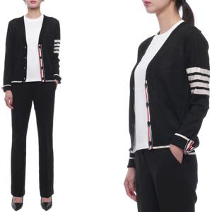 [톰브라운] 24FW 여성 사선 스트라이프 울 가디건 (FKC334D Y1014 001 24F)