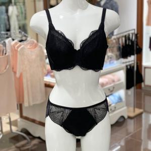 [와코루] (A,B) 자카드레이스 기능성브라/백레이스팬티SET (WBRP020/WPTP020A BK)