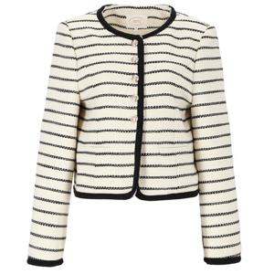 [에이비에프지]라운드넥 스트라이프 트위드 재킷 APZ1QJ02B