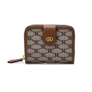 [헤지스] 브라운 시그니처 패턴 가죽 반지갑 ( HIWA5E835W1)