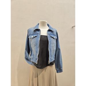 숲  (SB3DJ30) 워싱 크롭 집업 데님 자켓