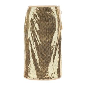 프라다 시퀸 샤이니 골드 장식 메쉬 스커트 P120WRSOOO16NQ F00