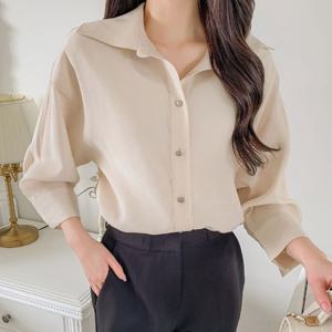 샵앤) 여성 카라넥 시스루 루즈핏 아우터 겸용 7부 블라우스 CAT-WBL-4238-네이비