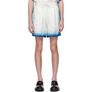 25 FW 카사블랑카 남성 화이트   블루 카사 웨이 스케이트 실크 쇼츠 251195M193036